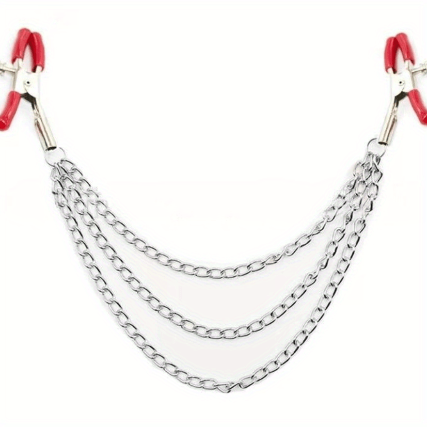 Pince tétons avec chaîne en métal inox froid au toucher