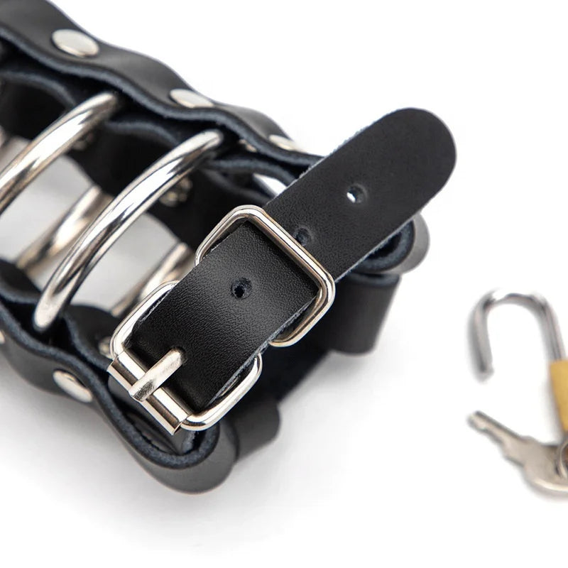 L'Étau de Velours Cage de Chasteté Cuir & Métal