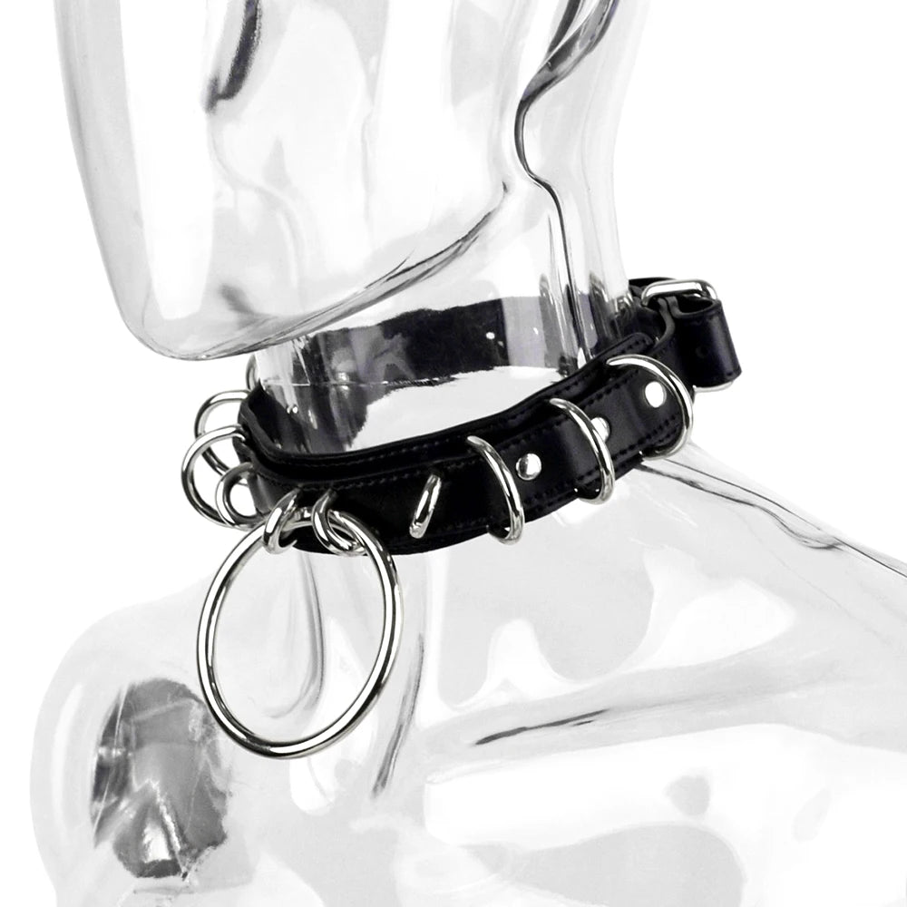 Golden Loop — Collier BDSM Cuir avec Anneau O-Ring