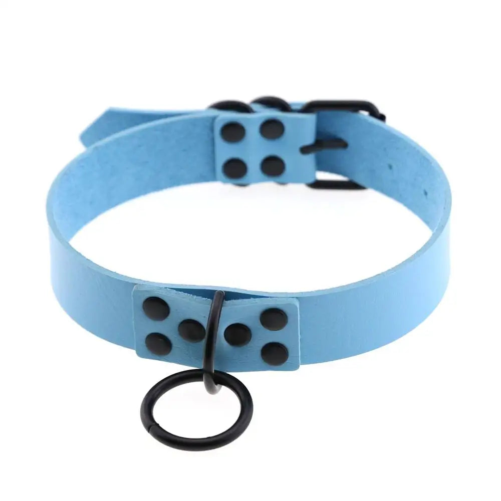 Iron Circle — Collier BDSM Punk Rivets & Anneau O-Ring