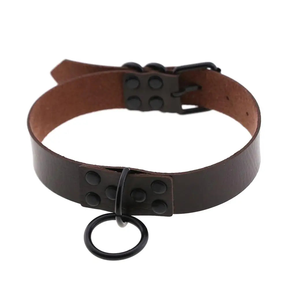 Iron Circle — Collier BDSM Punk Rivets & Anneau O-Ring