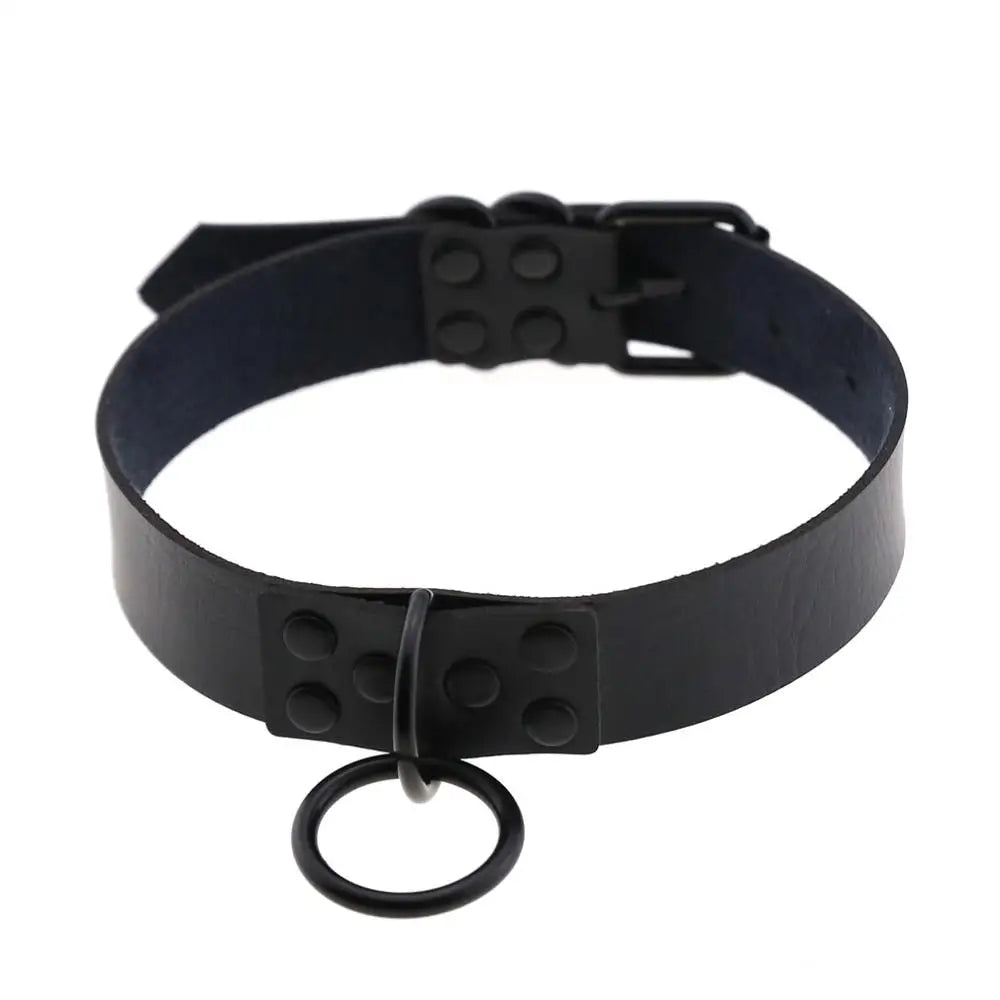 Iron Circle — Collier BDSM Punk Rivets & Anneau O-Ring
