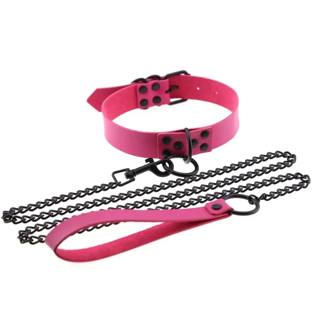 Rivet Reign — Collier BDSM Punk Rivets & Corde de Traction