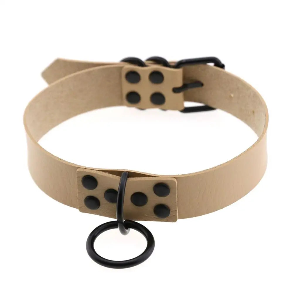 Iron Circle — Collier BDSM Punk Rivets & Anneau O-Ring