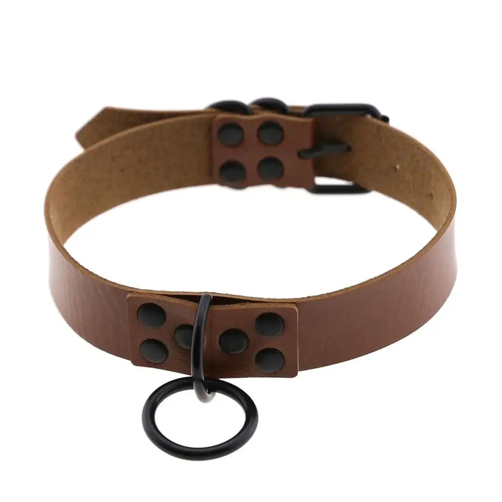 Iron Circle — Collier BDSM Punk Rivets & Anneau O-Ring