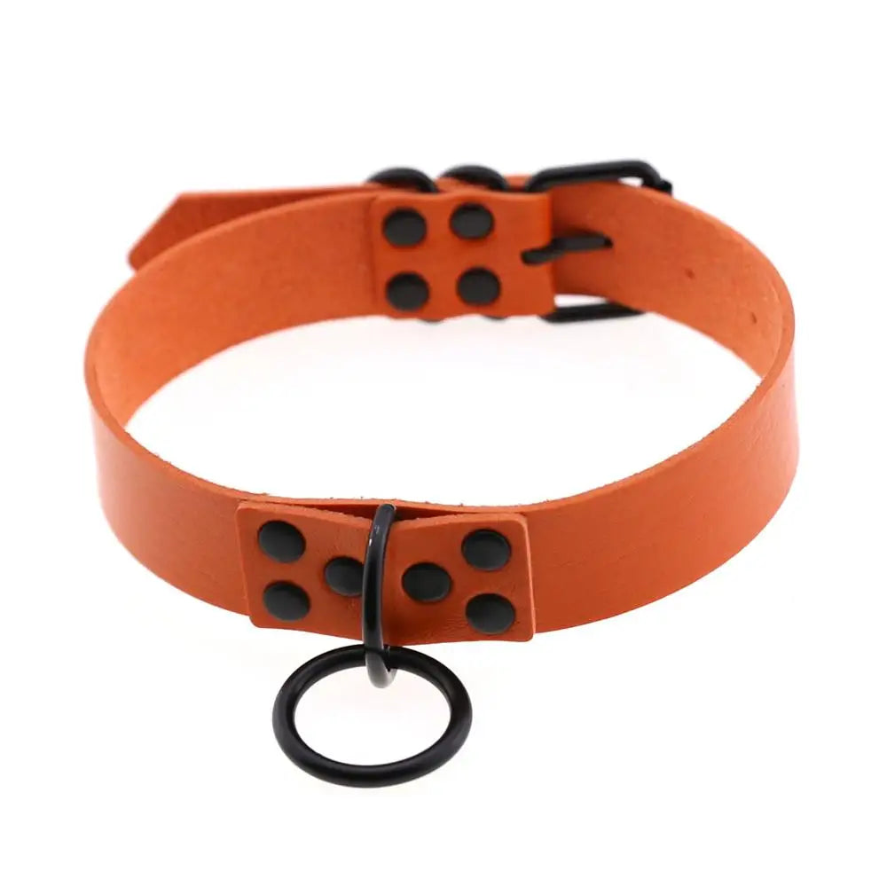 Iron Circle — Collier BDSM Punk Rivets & Anneau O-Ring