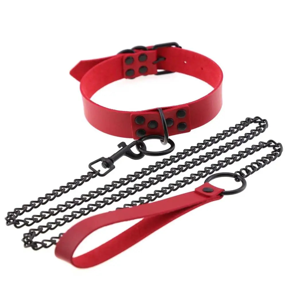 Rivet Reign — Collier BDSM Punk Rivets & Corde de Traction