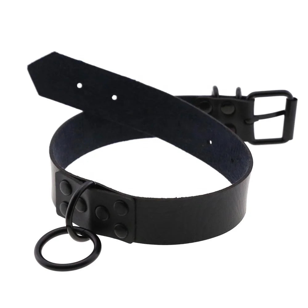 Iron Circle — Collier BDSM Punk Rivets & Anneau O-Ring