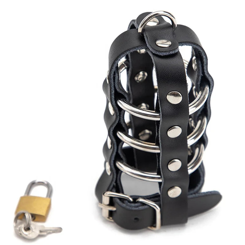 L'Étau de Velours Cage de Chasteté Cuir & Métal