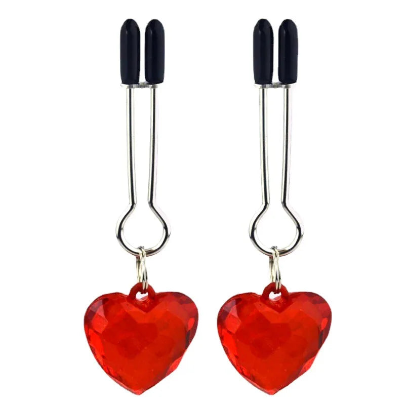 Étreinte d'Argent : Pinces à Mamelons avec Pendentif